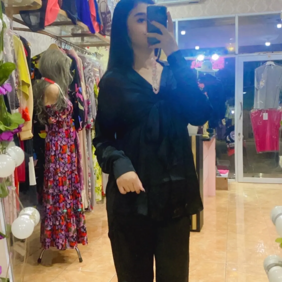 Setelan Satin Baju Panjang Atasan Katun Wanita