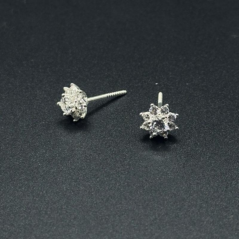 Khuyên tai hoa 8 cánh đính đá lấp lánh chất liệu bạc 925 Hiphinh Jewelry HJ06 2