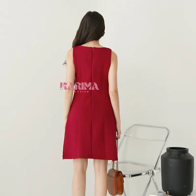 ISABELLE SLEEVELESS DRESS | Dress A-Line / Mini Dress Wanita / Dress Tanpa Lengan / Scuba Dress dress natal 5