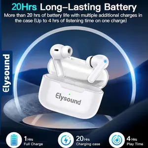Elysound Headset bluetooth nirkabel 20 jam masa pakai baterai ipx5 tahan air latensi rendah kualitas suara tinggi yang cocok untuk kantor olahraga