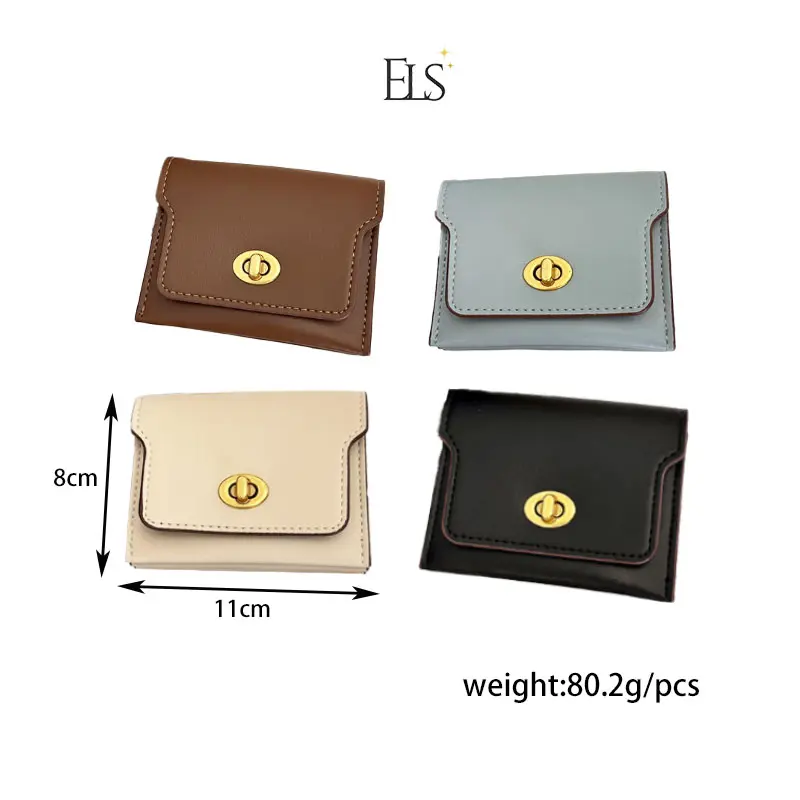 ELSA Dompet lipat modis warna permen Polos untuk wanita Dompet Kartu desainer mewah Wadah/Dompet KoinC368-2 dompet  wanita murah dompet dompet  lucu 1