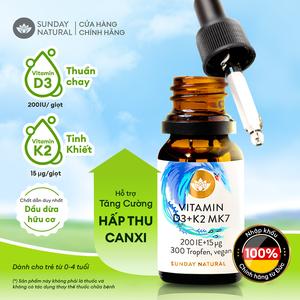 Sunday Natural Vitamin D3K2 Cho Bé Dưới 5 Tuổi, Tăng Hấp Thu Canxi, Tăng Cường Miễn Dịch, Bé Cao Lớn