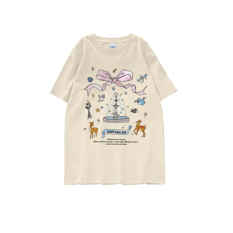 <TMG> T-shirt dicuci kebesaran | Busur yang lucu dan manis | T-shirt katun multi-warna berkualitas tinggi, baju aesthetic lucu kece premium,T-shirt katun oversized wanita dalam kualitas dicuci hitam dan putih  I0219 6