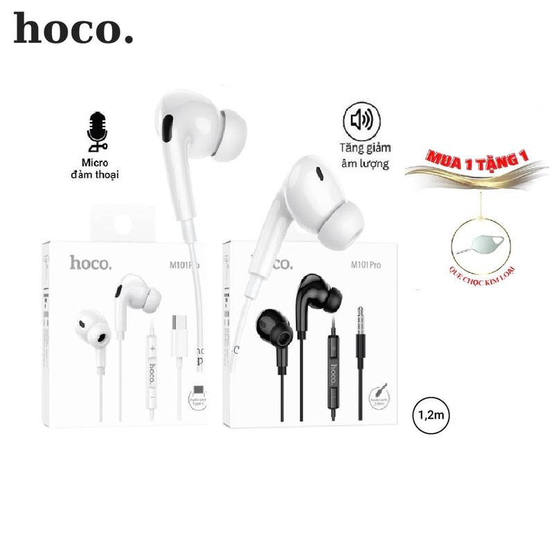Tai Nghe Có Dây Chân Type C/ Chân Tròn 3.5mm (cho Android, Laptop) chính hãng hoco. M101 Pro, Âm Thanh Tuyệt Hảo, Chống ồn, Hỗ trợ Mic Nghe Gọi đầy đủ, Dây dài 1.2M - Bảo Hành 1 Năm Lỗi 1 Đổi 1