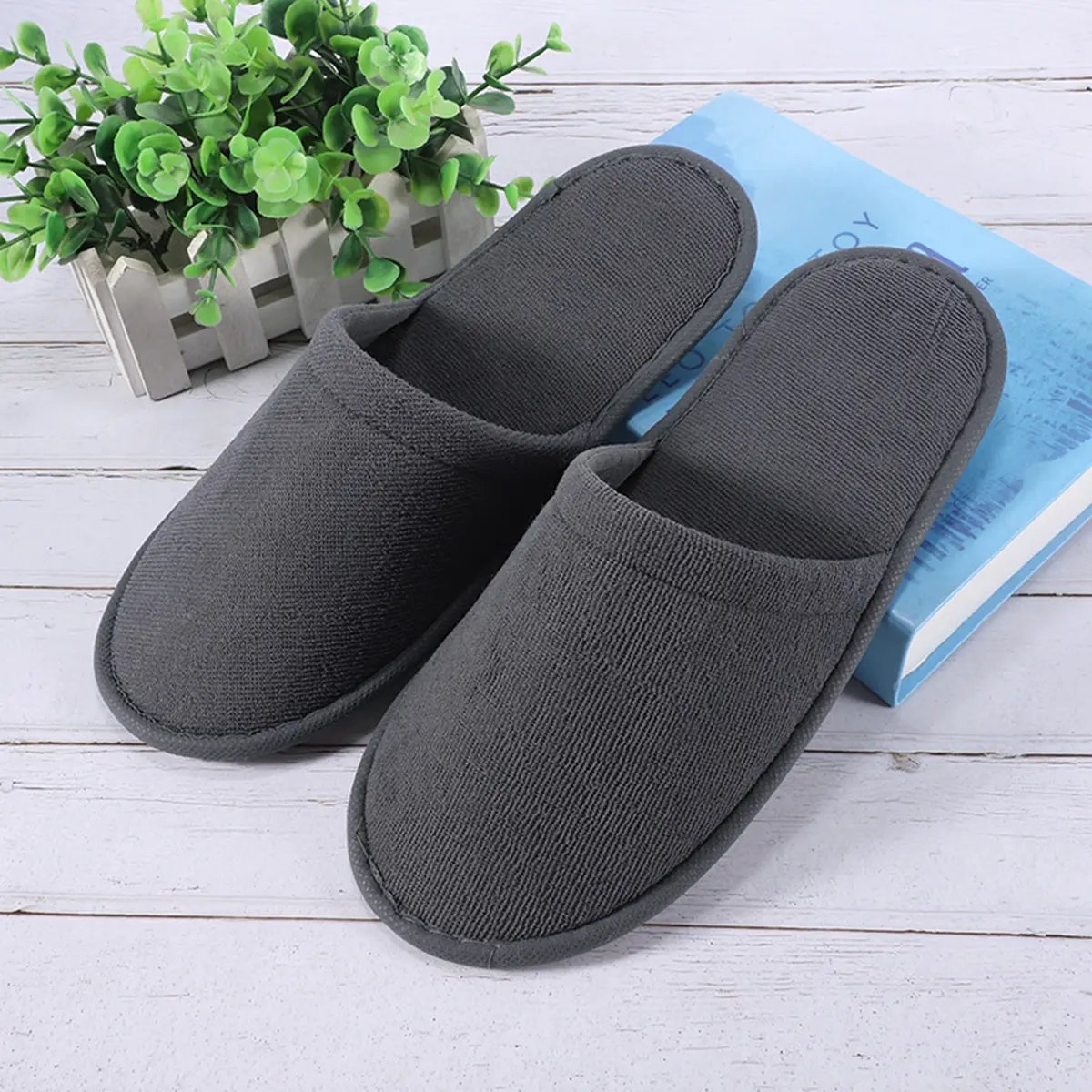 1 Pair Men Spa Toe Flops Guest Closed Use Slippers Soft Home Women Indoor Flat Flip Shoes Disposable Hotel