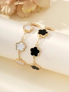 Pulsera Elegante de Trébol de Cinco Hojas, Perfecta para Uso Diario y Citas de Vacaciones, Idea de Regalo Ideal, Joyería de Cadena de Aleación de Estilo Casual