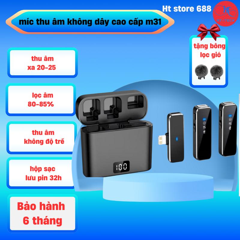 Micro thu âm không dây cài áo M31 Khử Tiếng Ồn Cao Cấp