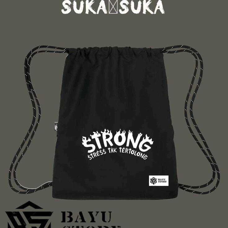 tas serut Stringbag Ransel punggung tas olahraga tas sekolah kekinian pria dan wanita kata kata menyala abangkuh kata kata viral 0