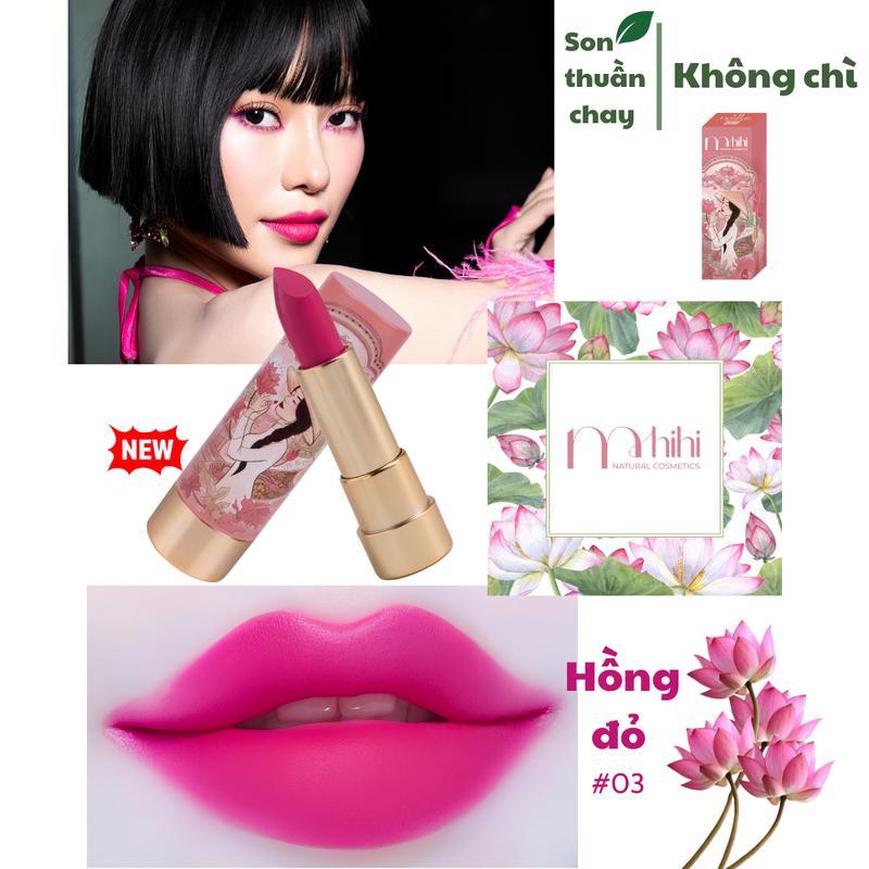 M.HiHi No.03 HỒNG ĐỎ - DẠNG THỎI - SON LÌ - SON THIÊN NHIÊN KHÔNG CHÌ