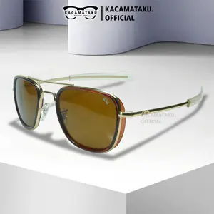 Kacamata Fashion Pria Wanita AO.uv Protection Sunglasses Lensa Kaca Diamond Frame Plastik Hitam Eyewear Anti Silau Cocok untuk Berkendara Mobil atau Motor
