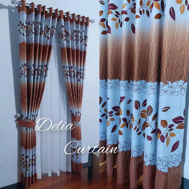 Gorden Pintu Kamar Aesthetic Murah Blackout Import Printing Hijau Coklat Biru Tali Kain Curtain 3