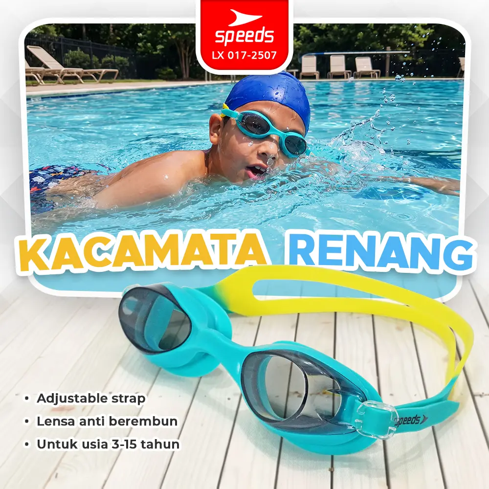 SPEEDS Kacamata Renang Anak Remaja Berenang Aksesoris Swimming Goggles Anti Fog 017-2507