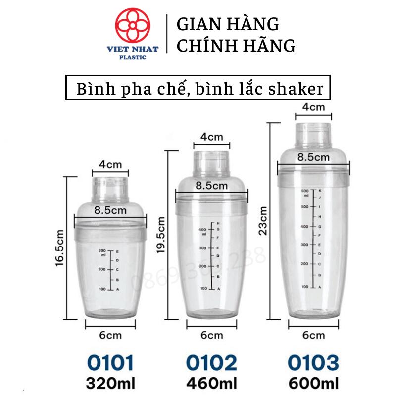 Bình Lắc Cocktail Shaker Chày Dầm chuyên dùng pha chế có chia vạch 3 dung tích 320 460 600ml
