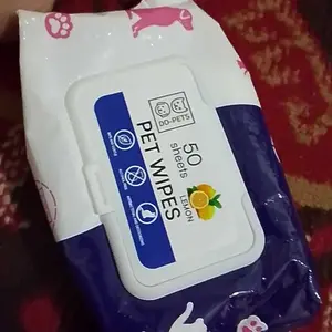 Tina Theng Tisu Basah Hewan LEMON 80 SERIES Anti Bakterial untuk Pembersih Kotoran Kucing Anjing dengan Aroma Light Lemon Scent 50 pcs