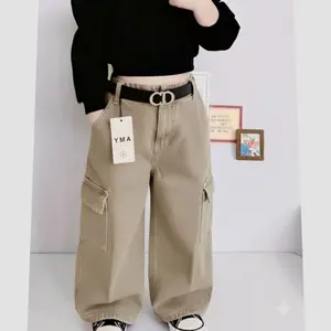 Jeans Kids - Celana Cargo Jeans Anak Laki-Laki Perempuan Bahan Denim 3-13 Tahun Simple Fashion