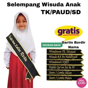 SELEMPANG WISUDA ANAK PAUD TK SD SELEMPANG ANAK FREE BORDIR NAMA