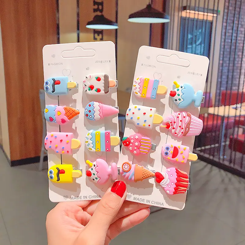 Bộ Kẹp Tóc Hoạt Hình Cho Bé Gái, 10 Cái / bộ, Trái Cây Dễ Thương, Động Vật, Phong Cách Tiệc Sinh Nhật, Phụ Kiện Tóc Cho Trẻ Sơ Sinh 5