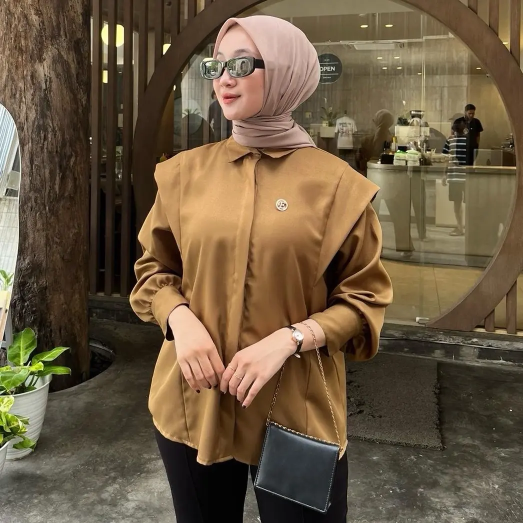 (READY) ANDINI BLOUSE POLOS SHAKILLA PREMIUM (Free Bross) LD 100 110 120 130 - Atasan Wanita kekinian Nyaman Casual