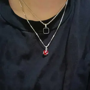 Fairus Ring -Liontin Set Permata RED DLL Anti Karat Tidak Luntur Kalung Titanium Wanita