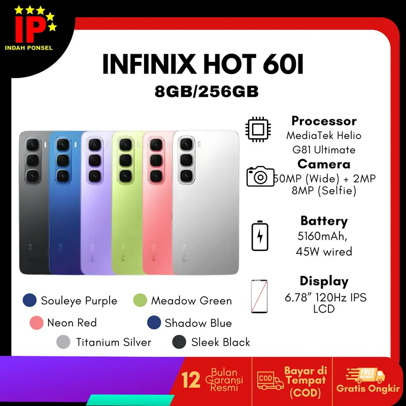 Infinix Hot 60i 8GB/256GB Garansi Resmi Nasional