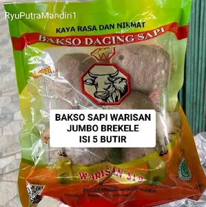 Bakso Sapi Warisan JUMBO Brekele Isi 5 Butir Makanan Instan Frozen Food Baso Daging Sapi Halal