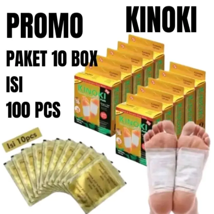 Promo paket Asli 10 Box Kinoki Foot pads Isi 100 Pcs Koyo Kaki penyerap racun dalam tubuh secara alami Patch