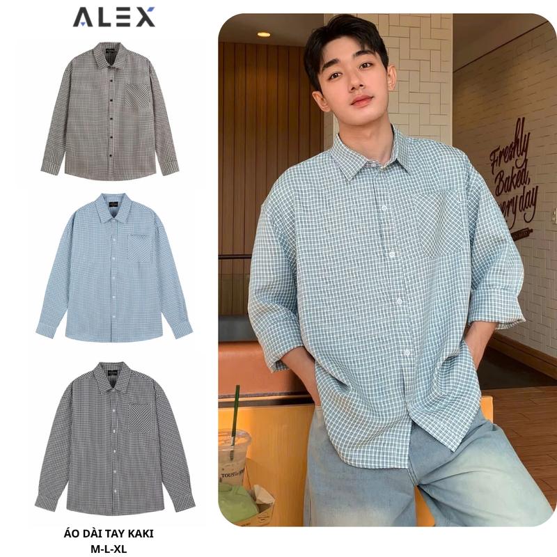 ( MỞ BÁN 2026) Áo SƠ MI A34 dài tay  Dòng Cao Cấp ô vuông nhí ALEXMAN cổ BẺ nam nữ Menswear ALEXMAN