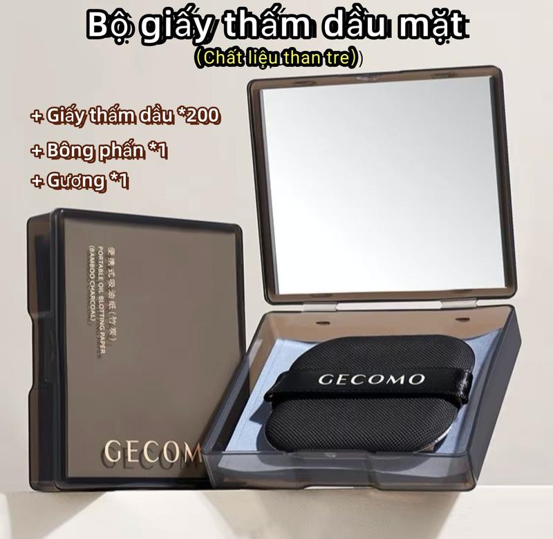 Giấy thấm dầu dưỡng da mặt 200 tờ chất liệu than tre có hộp gương PUFF giấy thấm dầu trang điểm và chăm sóc da giấy thấm dầu trang điểm và chăm sóc da cho nữ Cosmetic