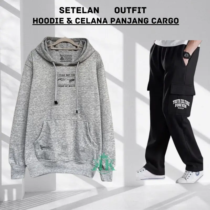 Stelan Outfit Cowok Cewek Oneset Hoodie Celana Panjang Pria Wanita Distro Setelan Sweater Celana Cargo Keren Bahan Tebal Flece Brend Midnight Company Size M L XL XXL Hitam setelan  cargo setelan starboy pria one  set Casual 6