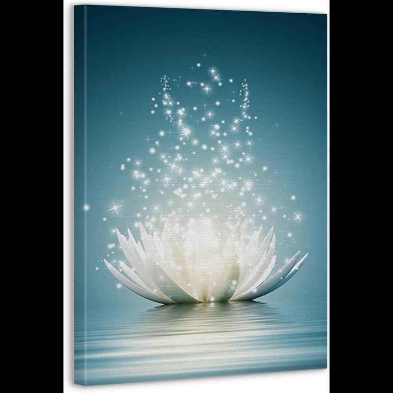 Zen Lotus Flower Canvas Wall Art x White Floral Spa Decor Abstract ...