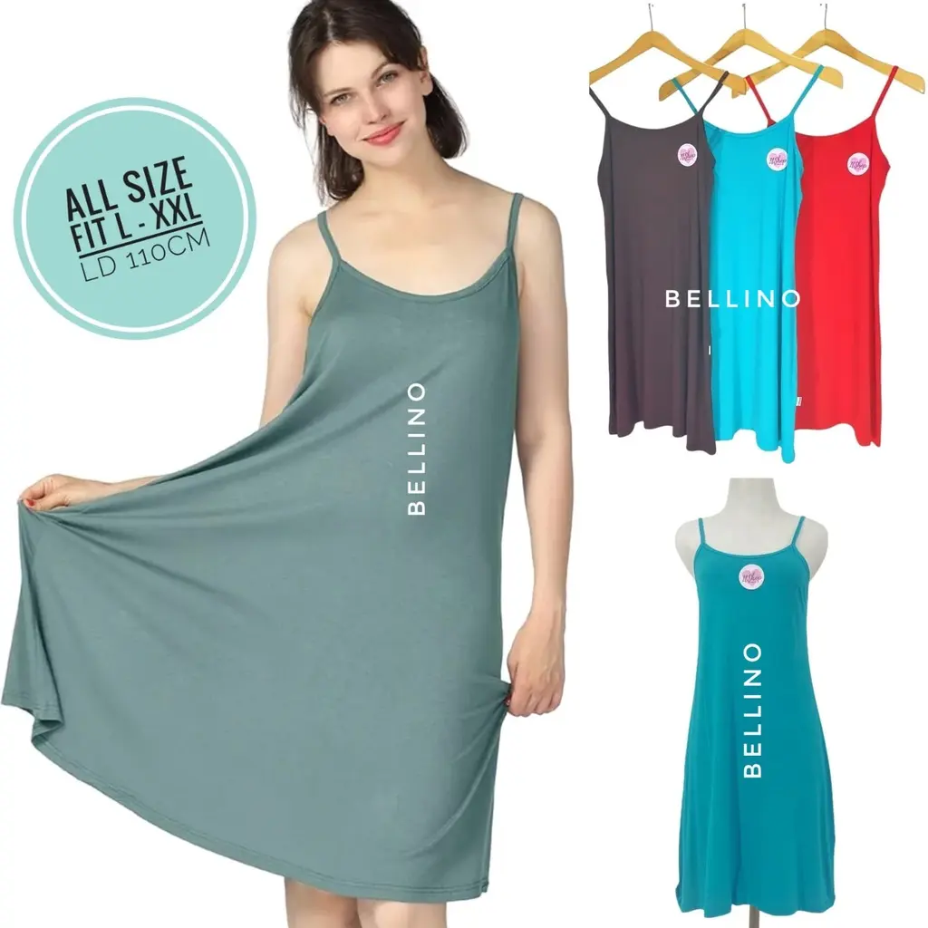 Tanktop Tali Longdress Midi Fit XXL Tengtop Wanita Panjang Midi Premium Adem Muat Jumbo / Tang Top Tali Kecil Longdress Bahan Tebal Dress Polos XXL