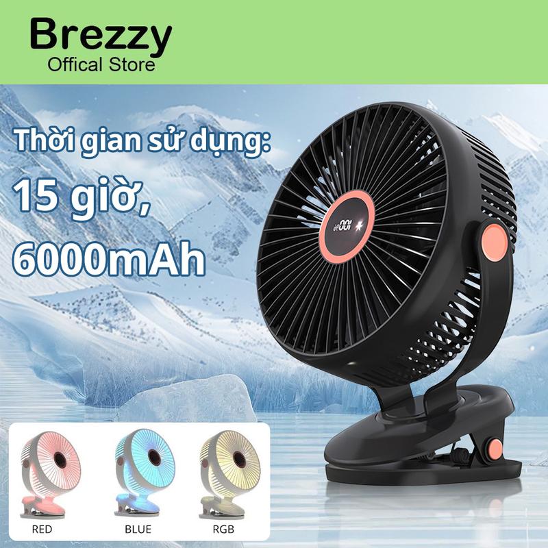 Brezzy Quạt Tích Điện Để Kẹp Bàn Mini Usb Kẹp Xe Đẩy Cho Bé điều Hoà Làm Mát Có Thể Xoay 720° JH-022 0