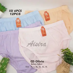 12PCS 6PCS Celana Dalam Wanita Dewasa Jumbo Polos Olivia Murah Bahan Katun / Daleman Cewek Remaja 12PCS 6PCS Celana Dalam Wanita Dewasa Jumbo Polos Olivia Murah Bahan Katun / Daleman Cewek Remaja