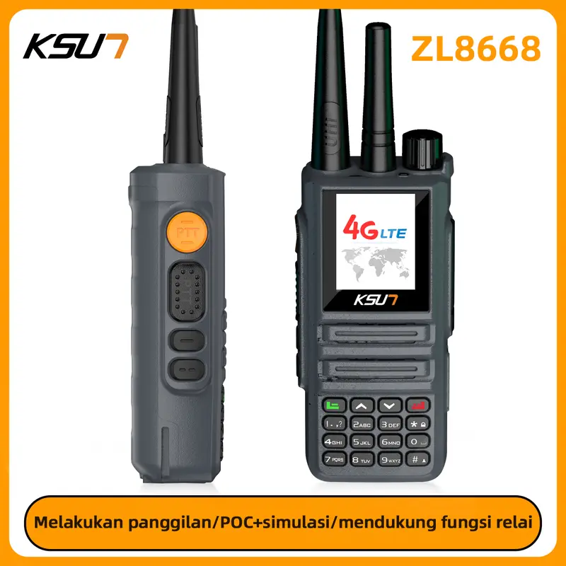 KSUN zl8668 terbaru ht ZELLO UHF VHF Analog DANPOC Walkie talkie yang dapat melakukan panggilan 4G/WIFI 0