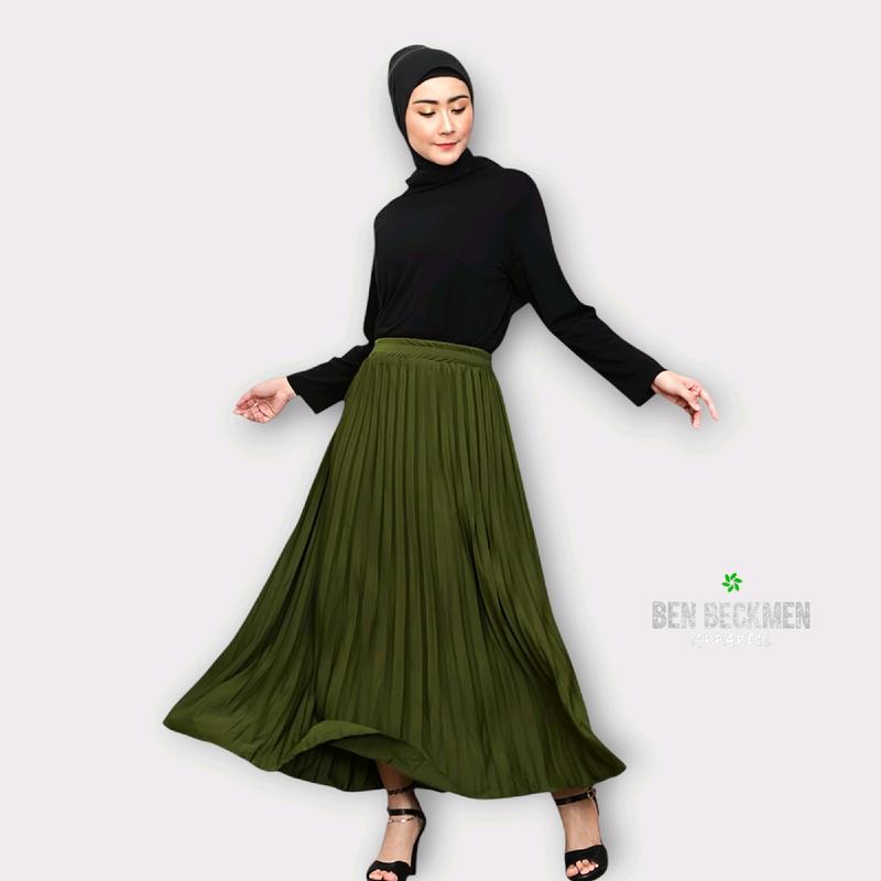 rok plisket wanita premium Cosebho Import Tebal, Halus, Adem Original Bacis Ben beckman rok wanita model 2025 Putih Basic Muslim Kerja outfit hijab 6