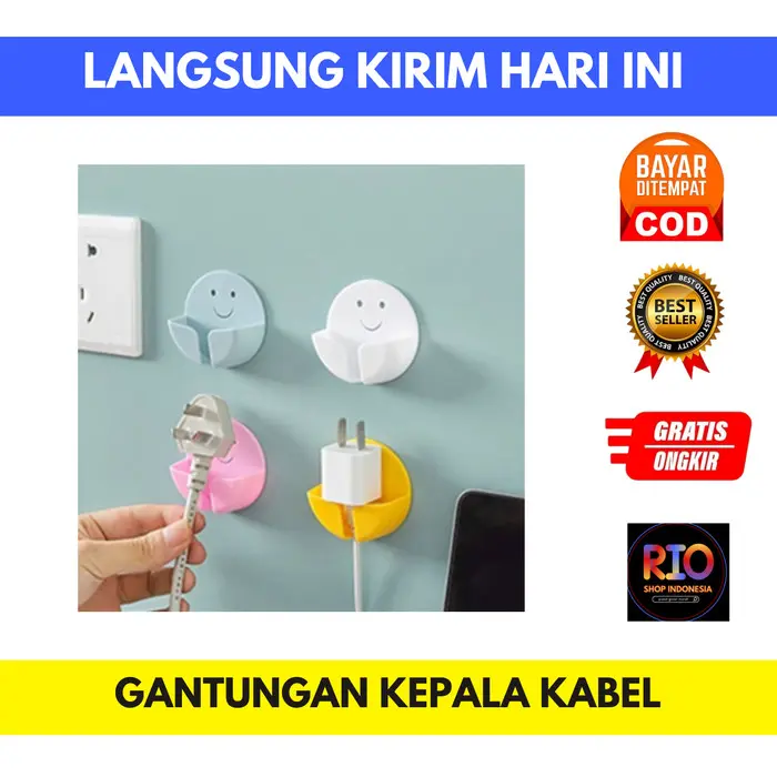 POPULER Gantungan Kepala Charger Bulat/ Holder dinding stop kontak/ serbaguna 0
