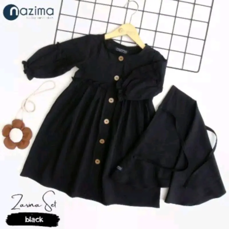 Newborn Set Gamis Bayi Anak Perempuan Kancing 0 - 18 Bulan/ Setelan Muslim Baju 5