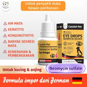 Cassiel Pet Obat Tetes Mata dan Cairan Pencuci Mata untuk Kucing dan Anjing, digunakan untuk belekan, mata berair, infeksi mata, mata merah, bengkak, dan katarak