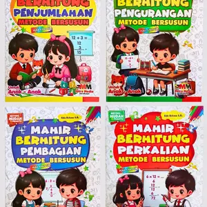 Paket 4 Buku Anak Metode Mudah dan Praktis Mahir Berhitung Pengurangan Penjumblahan Pembagian Perkalian Bersusun Full Color
