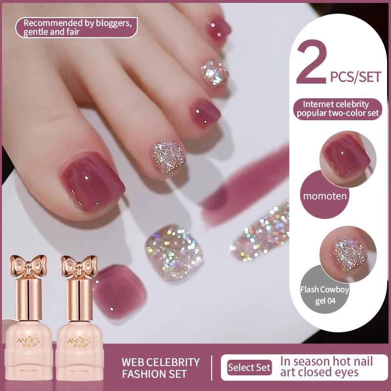 Gel Sơn Móng Tay Ngón Chân, Bộ Hai Màu, Màu Mận Đỏ, Sáng Bóng, Mùa Hè, Nghệ Thuật Làm Móng, Cần Đèn Làm Móng Để Khô, Hàng Mới Về 2025