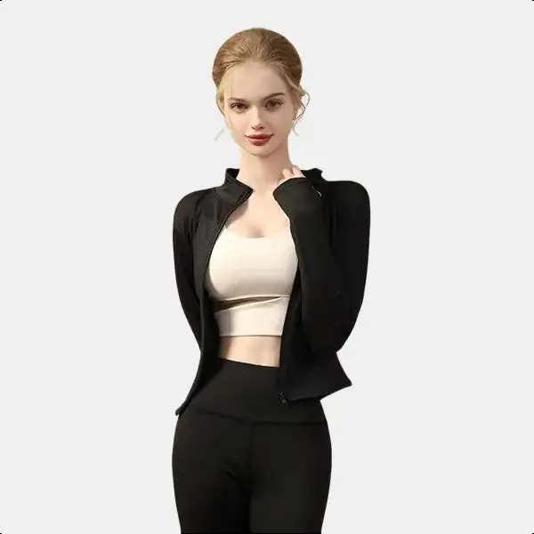 PAKAIAN YOGA HIGH QUALITY Jacket Zipper Hoodie Crop Top Wanita Kekinian Fashion Outfit Ootd Korean Style Model Terbaru Jaket Hoodie Crope Jiket Hudie Cewek Korea 0