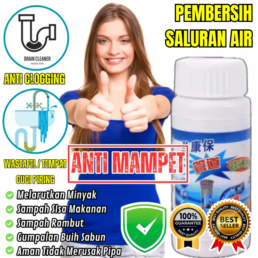 Pelancar saluran air Bak cuci piring Mampet Luber Serbuk Anti Sumbat Melarutkan minyak Larutkan Sumbatan pada Saluran Pembuangan Air AMan Tidak Merusak Pipa