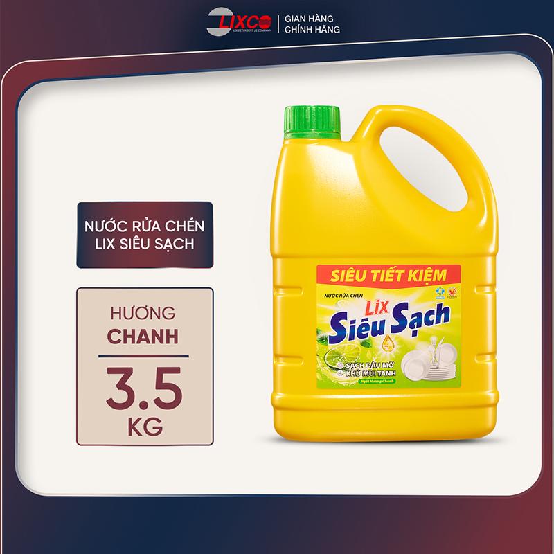 Nước Rửa Chén Siêu Sạch 3,5Kg Hương Chanh NS351 làm sạch dầu mỡ không hại da tay - Lixco Việt Nam