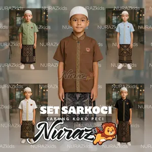 [BELI 1 STEL DAPET 1 SAJADAH]  (SARUNG INSTAN KOKO PECI ) Anak Usia 1-10 Tahun Baju Bordir Motif Muslim Nyaman Peci Setelan Lembut Panjang Koko