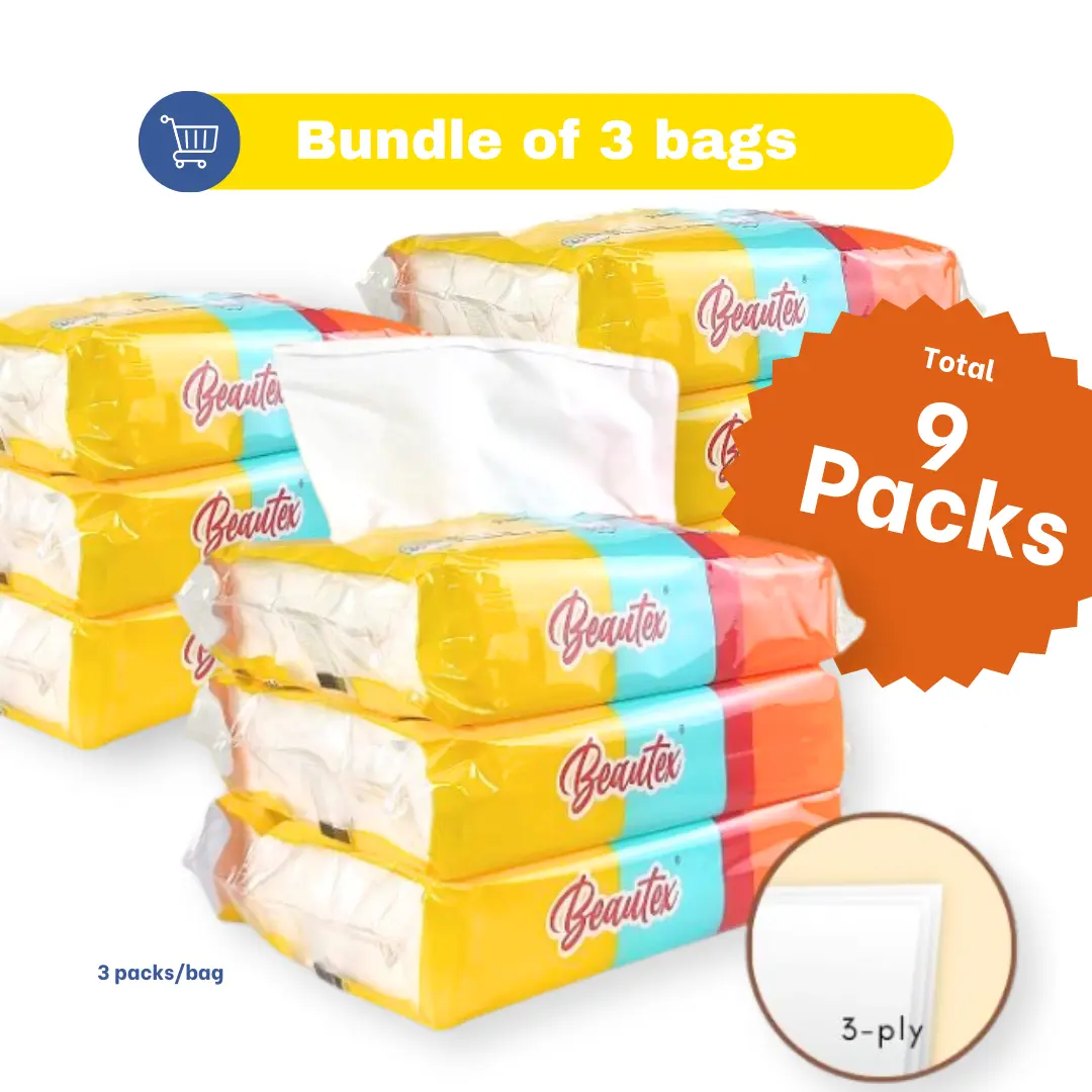 Beautex 3ply Travel Pack 50sheets (Bundle of 3bags, 3pack/bag)