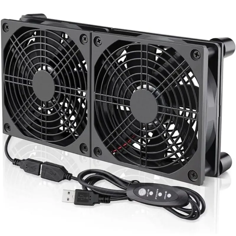 LIU USB Cooling Fans 2x120mm USB Fan 2 Fans with Protective Net for ...