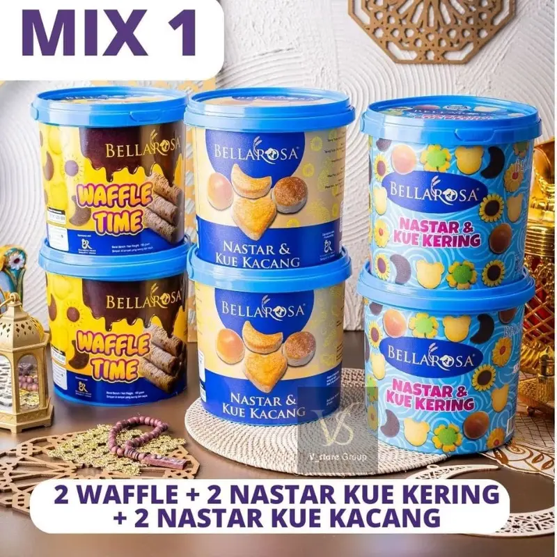 (DAPAT 1DUS ISI 6TOPLES MIX) Bellarosa Nastar & Kue Kering cookies -Bellarosa nastar&kue kacang-Bellarosa Waffle Time( 1 Dus isi 6 Pcs ) Camilan Food Snacks Butter Biskuit Kukis 3