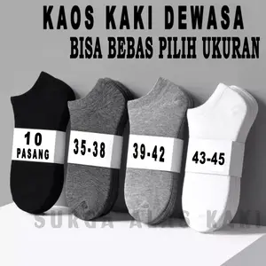 Paket 10 Pasang Kaos Kaki Pendek Semata Kaki Dewasa Unisex Hitam Putih Abu Navy Bahan Lembut Nyaman Ukuran 35-45