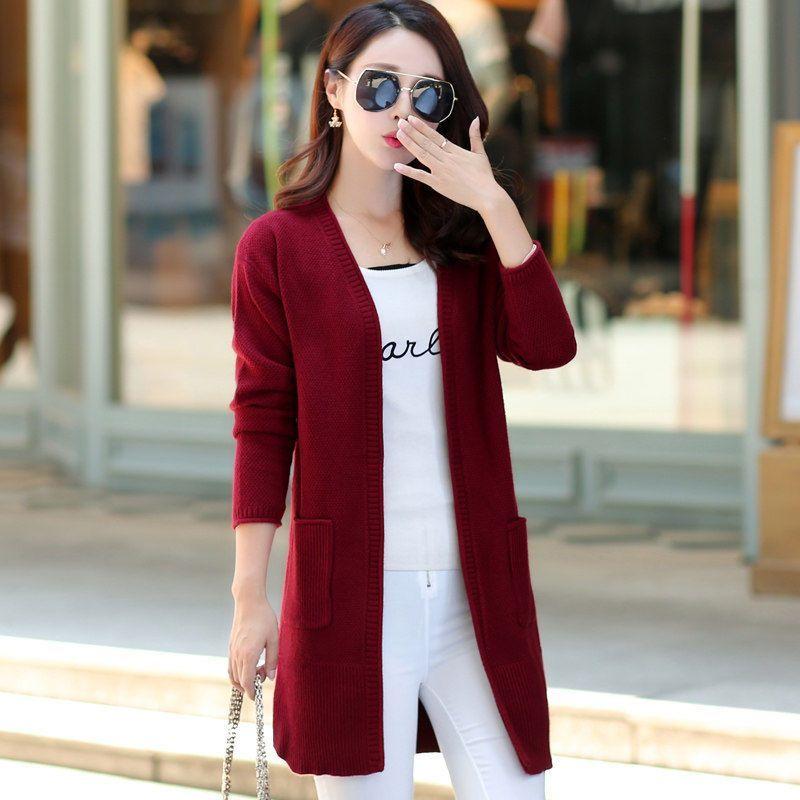 Áo Cardigan Có Túi Và Thẻ Dệt Kim Dài Trung Bình Cổ Tròn Màu Trơn Dành Cho Nữ Dáng Rộng Vừa Vặn Dễ Phối Đồ Áo Khoác Dài Tay Có Thể Mặc Ngoài Trời Hàng Mới Về Mùa Xuân Và Mùa Hè 2023