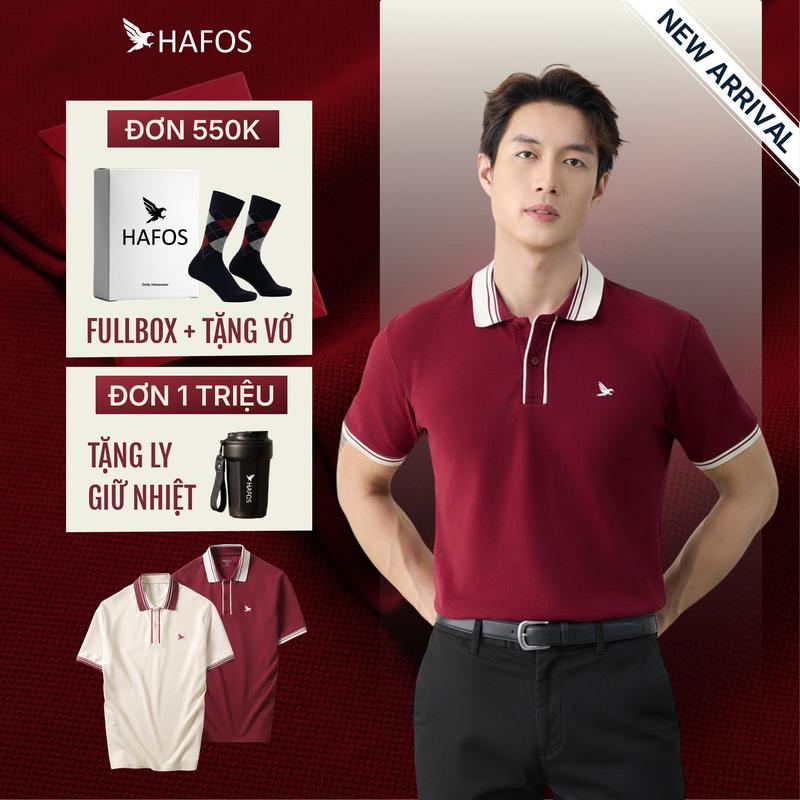    NEW   Áo polo nam tay ngắn REDDY HAFOS. Áo polo màu đỏ nổi bật Chất Liệu Smart Pique Dày Dặn Sang Trọng 